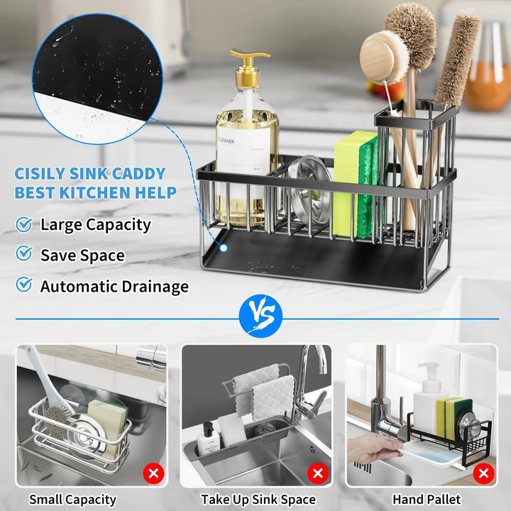 Stainless Steel Sink Shelf | Self-Draining Dish Rack & Organizer - LovinCart