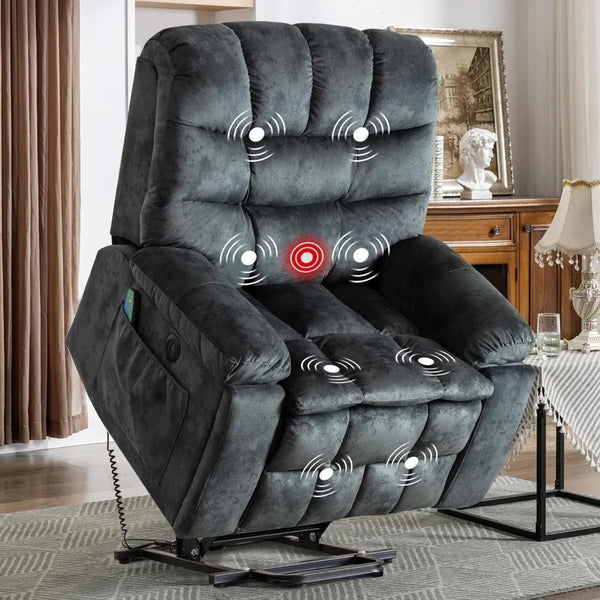 Large Power Lift Recliner Chairs with Massage and Heat for Elderly, Heavy Duty and Safety Motion Reclining Mechanism Electric