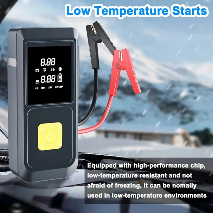 Portable Jump Starter With Air Pump Automobile Battery Booster Power Pack With LED Light Multi-Function Tire Inflator - LovinCart