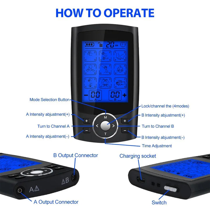 Best TENS Unit Massager - 24 Modes, 20 Intensity Levels, EMS Therapy - LovinCart