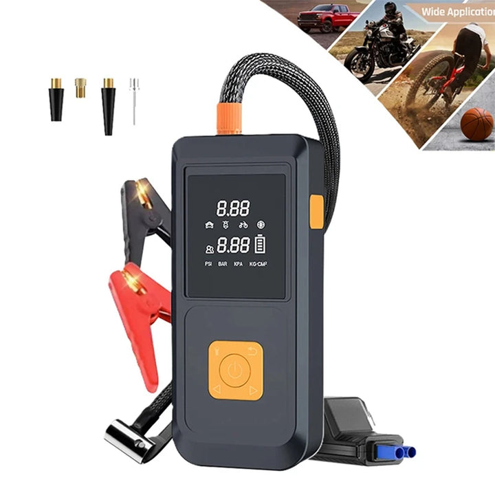 Portable Jump Starter With Air Pump Automobile Battery Booster Power Pack With LED Light Multi-Function Tire Inflator - LovinCart